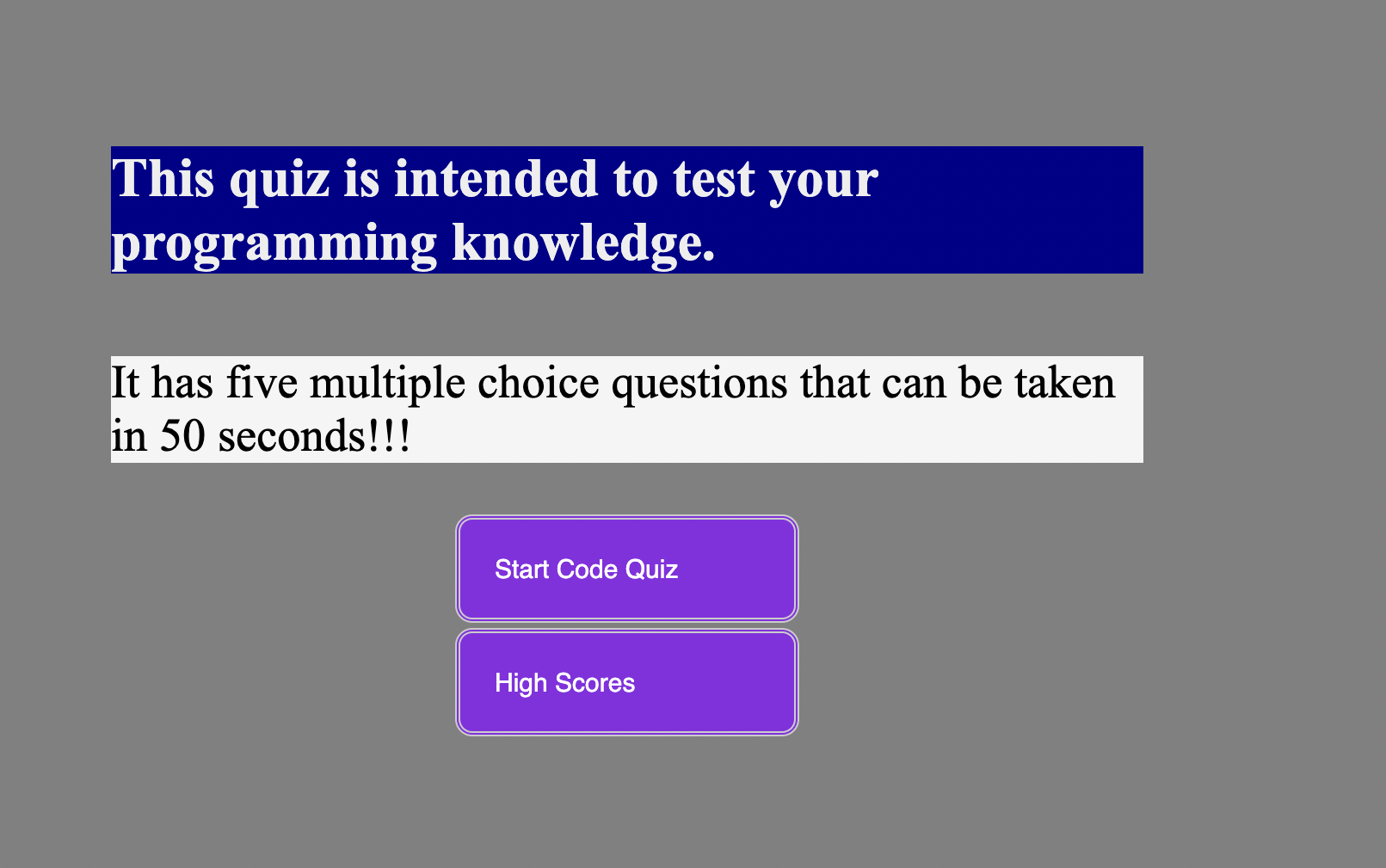 Demo of coding quiz